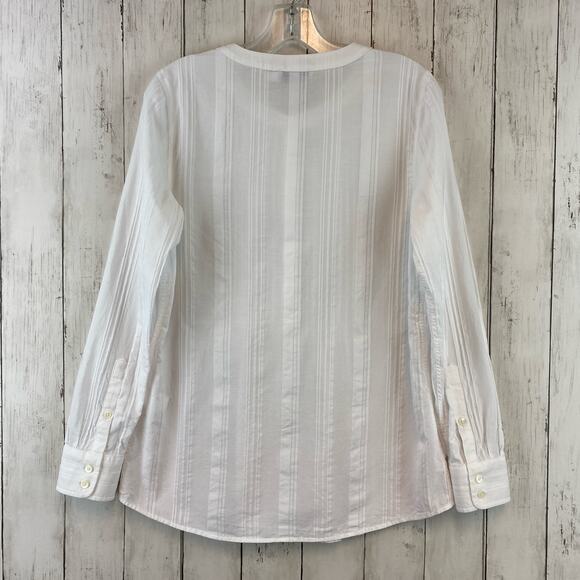 Vineyard Vines White Cap Cotton Relaxed Dobby Print Pintuck Popover Top Size 4 - Picture 8 of 10